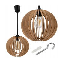 BERGE ZÁVESNÝ STROPNÝ LUMPER LED E27 NASTAVITEĽNÝ 0-100CM DREVENÉ TIENIDLO