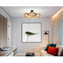 BERGE Drevená LED stropná lampa na zavesenie 5xE27 pre krásnu a priestrannú miestnosť