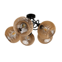 BERGE Drevená LED stropná lampa na zavesenie 5xE27 pre krásnu a priestrannú miestnosť