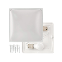 BERGE LED stropné svietidlo 2xE27 štvorcové biele + 2xE27 10W neutrálna biela žiarovka