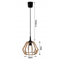 BERGE Závesné stropné LED svietidlo, drevené, s háčikom