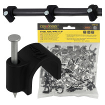 BERGE Držiaky káblov na girlandy s klincami 12 mm, 100 kusov, čierne