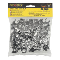 CROWNMAN Držiaky káblov na girlandy s klincami 12 mm, 100 kusov, čierne