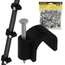 BERGE Držiaky káblov na girlandy s klincami 12 mm, 100 kusov, čierne