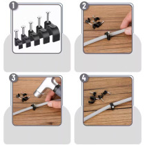 BERGE Držiaky káblov na girlandy s klincami 12 mm, 100 kusov, čierne