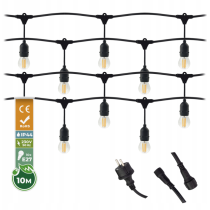 BERGE ZÁHRADNÁ SVETELNÁ REŤAZ 10m 10xE27 Sada s LED žiarovkami IP44