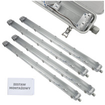 BERGE SADA 4 hermetických svietidiel Philips LED 2x128 cm trubicové svietidlo do garáže a dielne