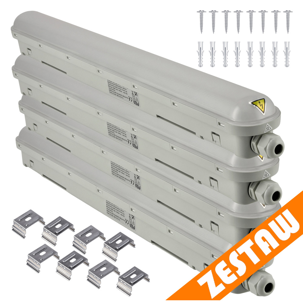 BERGE SADA 4 ks hermetických svietidiel PILA 60cm 18W 4000K 2000lm IP65