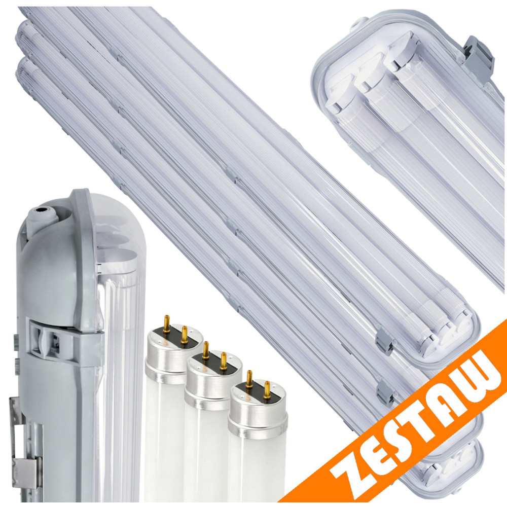 BERGE SADA 4 LED garážových lámp, 120 cm prémiové hermetické svietidlo + LED trubica