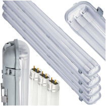 BERGE SADA 4 LED garážových lámp, 120 cm prémiové hermetické svietidlo + LED trubica