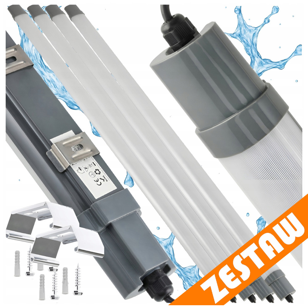 BERGE Sada 4 LED svietidiel 120 cm 36 W 3000 lm Hermetické svietidlo IP65 do garáže, dielne