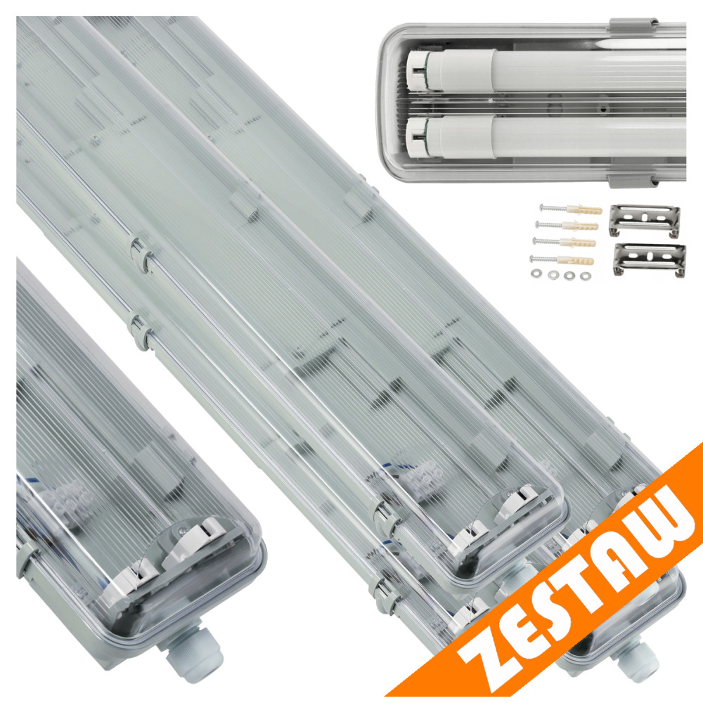 BERGE SADA 4 x hermetických LED lámp 120 cm do dielní so žiarivkami