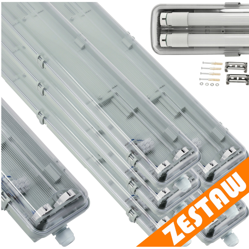 BERGE SADA 6 hermetických LED svietidiel 120 cm do dielne pre žiarivky