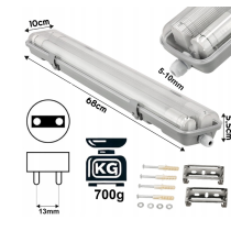 BERGE SADA Hermetická LED lampa 60cm 18W 2880lm 4000K + 2x Žiarivka do garáže