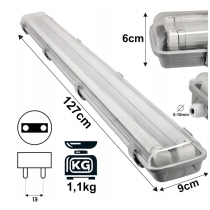 BERGE SADA Hermetické svietidlo 120cm 36W 3600lm 6000K+ 2x LED trubice Vodotesné
