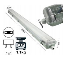 BERGE SADA Hermetické svietidlo s reflektorom 120cm 36W 3600lm 6000K + 2x LED žiarivky