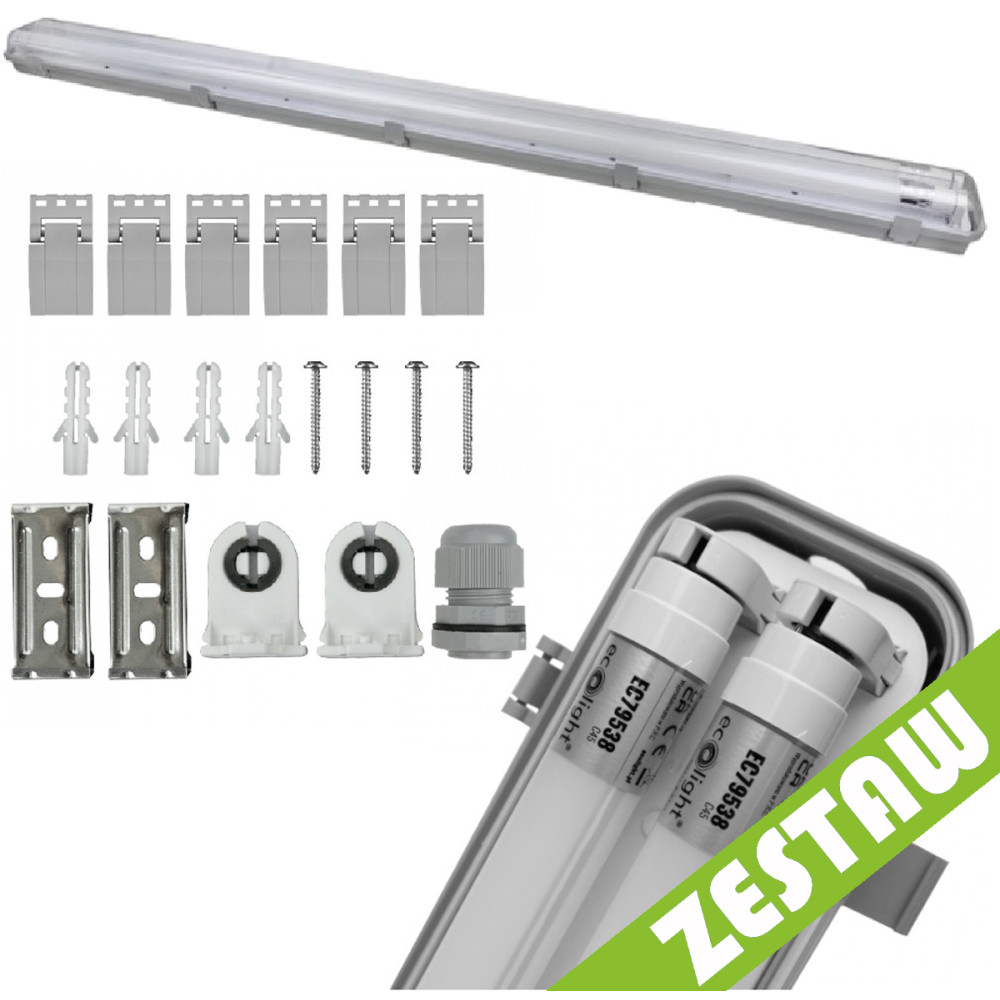 BERGE Sada hermetického svietidla LED žiarivky do garáže 120 cm povrchová montáž