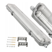 BERGE Hermetické LED svietidlo 2x60cm G13 - IP65 + žiarivky