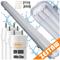 BERGE SADA Hermetická LED lampa 120cm 54W 5400lm 6000K + 3x Prémiové LED trubice