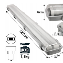 BERGE Sada hermetického LED svietidla 120 cm + 2x žiarivky G13 PREMIUM 4860lm STRONG