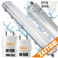 BERGE Sada LED svietidiel 120 cm, 36 W, 5760 lm, 6500 K, do garáže, s plechom