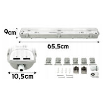 BERGE Sada LED svietidiel, hermetické svietidlo, 60 cm, 18 W, 1900 lm, 6500 K, do garáže, s plechom