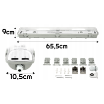 BERGE Sada LED svietidiel, hermetické svietidlo, 60 cm, 18 W, 2880 lm, 4000 K, do garáže, s plechom