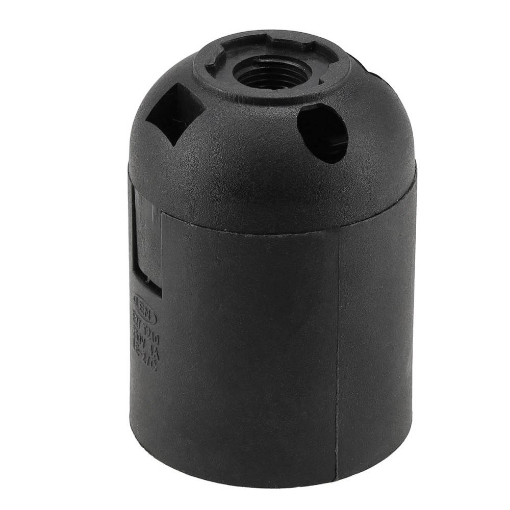 BERGE Objímka na lampu E27 so závitom, čierna, hladká, E27