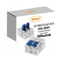 BERGE SADA 100 ks. Rýchlokonektor 2-vodičový rýchlokonektor 32A 0,2-4 mm 4KV Inštalácia 250V