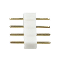 BERGE Vidlicový konektor pre RGB LED pásiky, 4-pinový rebríkový konektor, biely