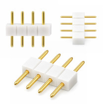 BERGE Vidlicový konektor pre RGB LED pásiky, 4-pinový rebríkový konektor, biely