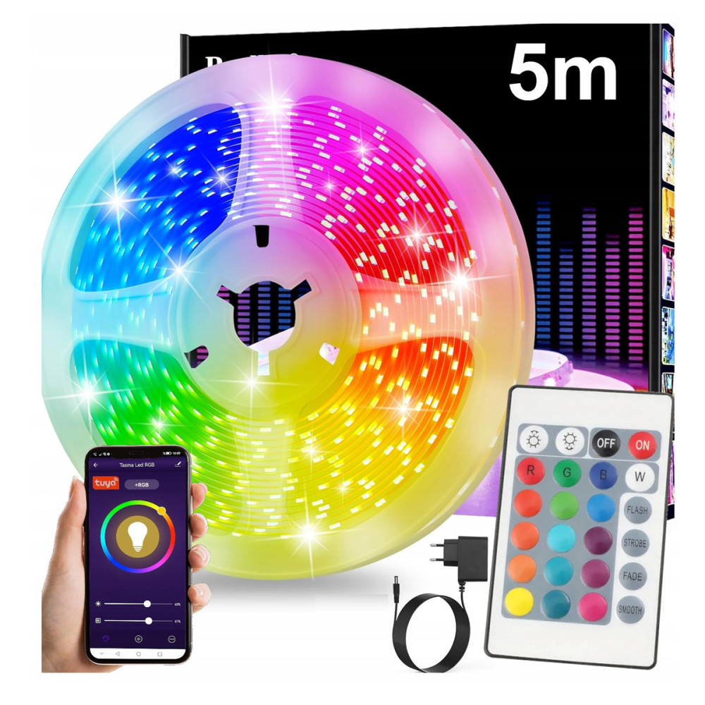 BERGE RGB LED pásik s WiFi Bluetooth diaľkovým ovládaním TUYA 5m 23W