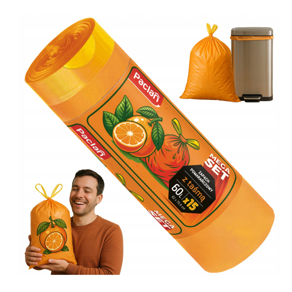 BERGE Voňavé vrecia na odpadky so sťahovacou šnúrkou 60 l, sada 15 kusov