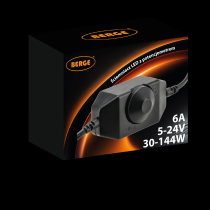 BERGE Stmívač LED pásků 12V/24V s nastavitelným potenciometrem 6A