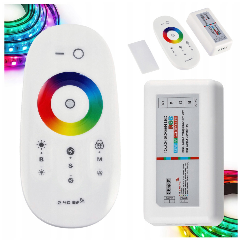 BERGE Dálkové ovládání pro RGB LED pásky s dotykovým ovládáním, více funkcí pro LED pásky, max. 216 W