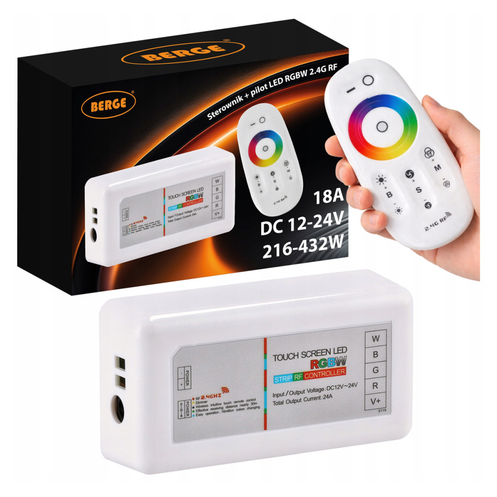 BERGE Ovladač LED RGB RGBW dálkové ovládání rádiový ovladač pro LED pásky 18A dotykový RF
