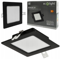 ECOLIGHT LED panelové stropní svítidlo pro zapuštěnou montáž 6W, černé čtvercové, 4000K
