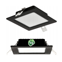 ECOLIGHT LED panelové stropní svítidlo pro zapuštěnou montáž 6W, černé čtvercové, 4000K