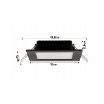 ECOLIGHT LED panelové stropní svítidlo pro zapuštěnou montáž 6W, černé čtvercové, 4000K