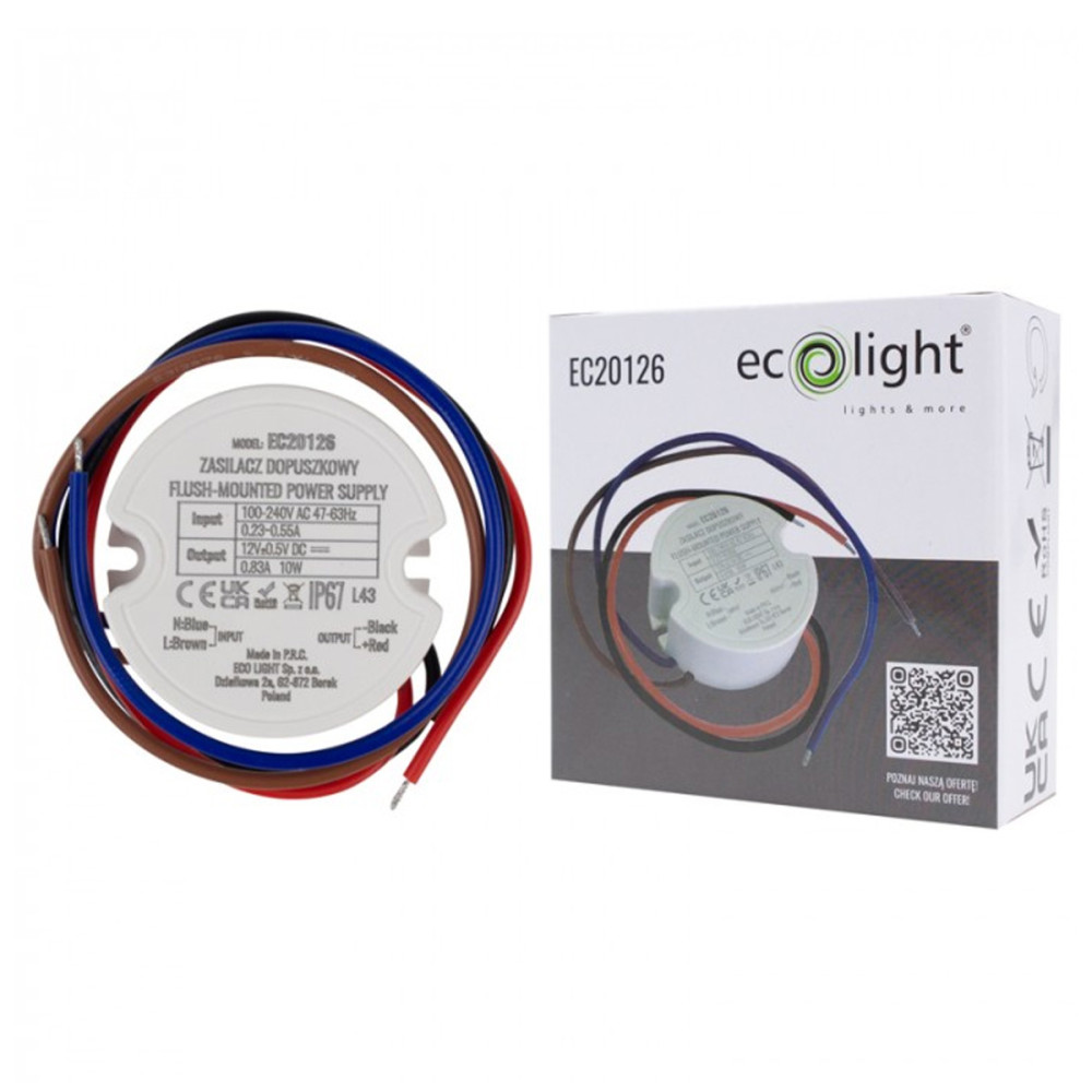 BERGE Napájecí zdroj FI60 10W 12V IP67 pro LED pásky - voděodolný IP67