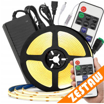 BERGE Sada COB LED pásku 12V 5m 60W - zdroj + stmívač + ovladač