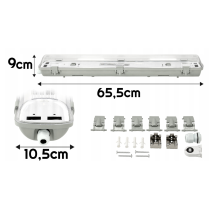BERGE Sada LED lamp, hermetické svítidlo 60cm 18W 2880lm 6500K do garáže s plechem