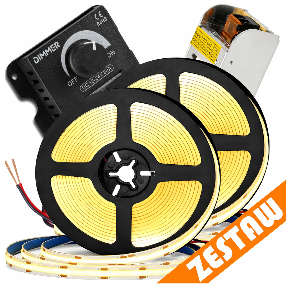 BERGE Sada LED neonových COB pásků 12V 10m 4000K 120W - zdroj + ovladač