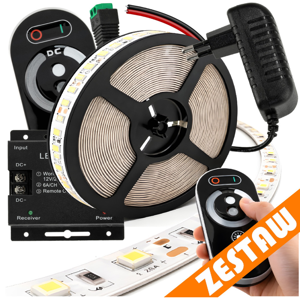 BERGE Sada LED pásků 12V 5m 24W - zdroj + ovladač