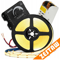 BERGE Sada neonové COB LED pásky 12V 5m 4000K 60W - zdroj + ovladač