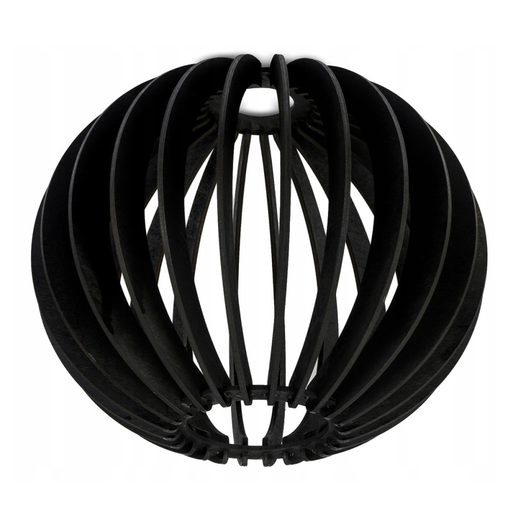 BERGE Stínidlo pro lustrovou lampu, dřevěná koule, černé