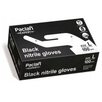 BERGE Ochranné nitrilové rukavice Paclan čierne, veľkosť L, 100 ks na čistenie