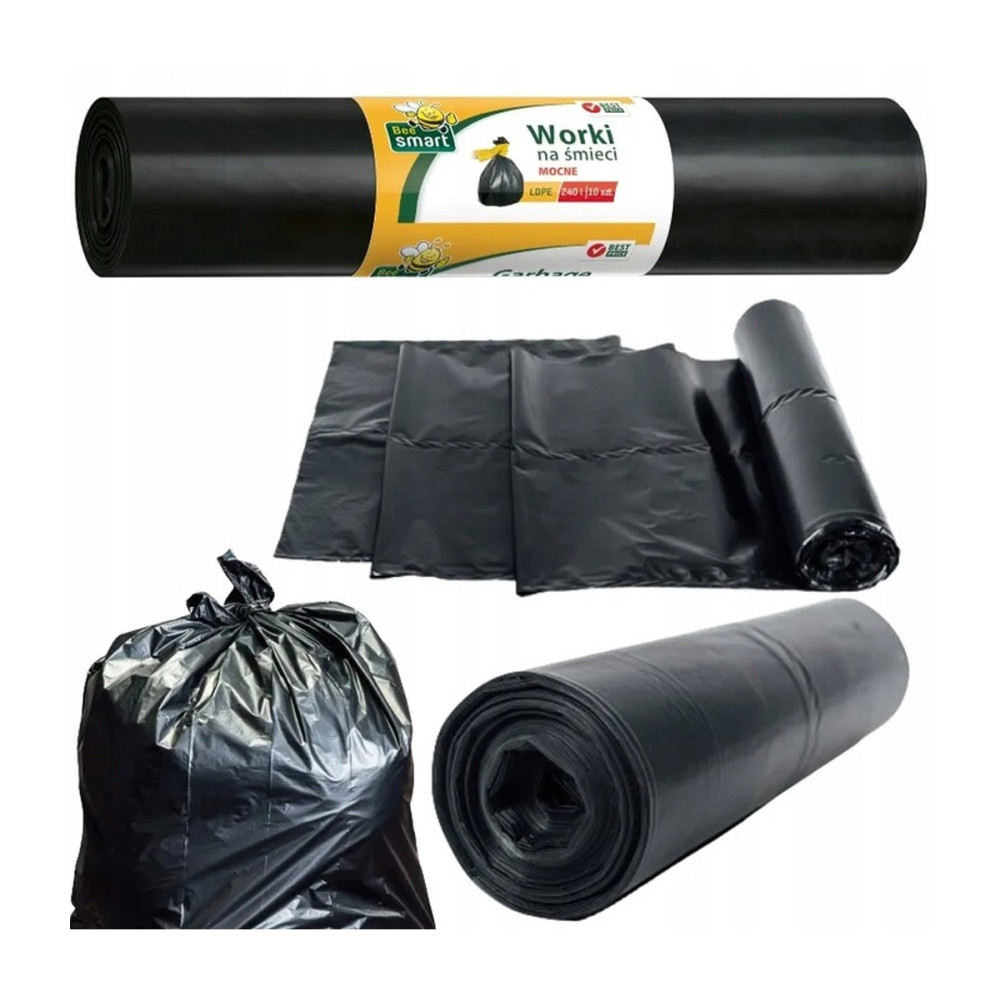 BERGE Vrecia na odpad 240l 10 kusov STRONG SmartBee čierne vrece veľké pevné