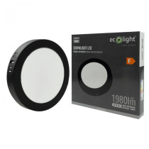 BERGE LED stropné svietidlo na stenu, okrúhle, 18W, 1980lm, čierne, 4000K