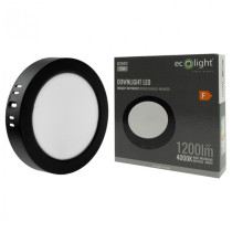 BERGE LED stropné svietidlo na stenu, okrúhle, 12W, 1200lm, čierne, 4000K